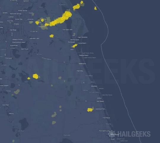 Hail map for Palm Bay, FL