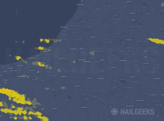 Hail map for South Bend, IN