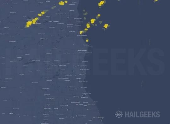 Hail map for Kenosha, WI