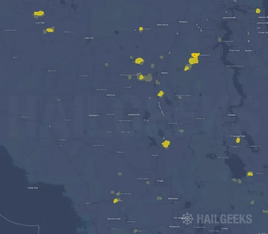 Hail map for Gainesville, FL on Jun 23, 2024