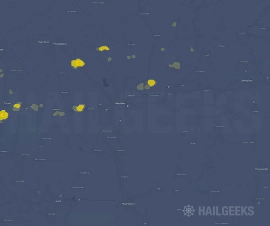 Hail map for Meridian, MS