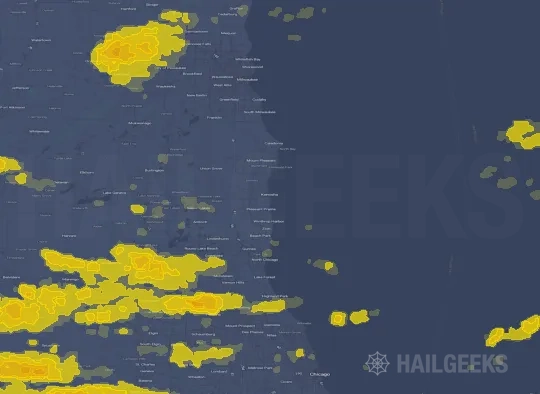 Hail map for Kenosha, WI