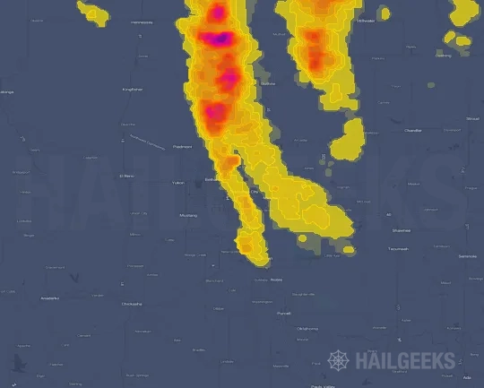 Hail map for Oklahoma City, OK