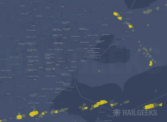 Hail map for Detroit, MI on Jun 26, 2024