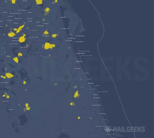 Hail map for Palm Bay, FL