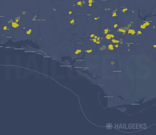 Hail map for Panama City, FL