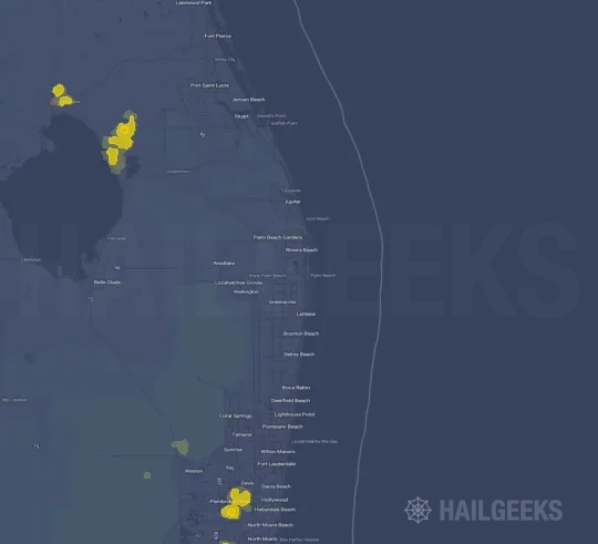Hail map for West Palm Beach, FL