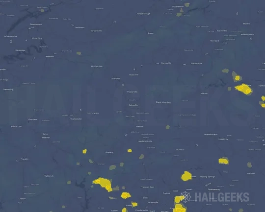 Hail map for Asheville, NC