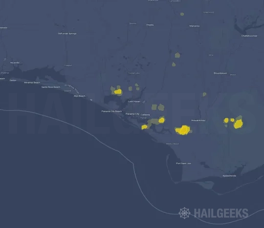 Hail map for Panama City, FL