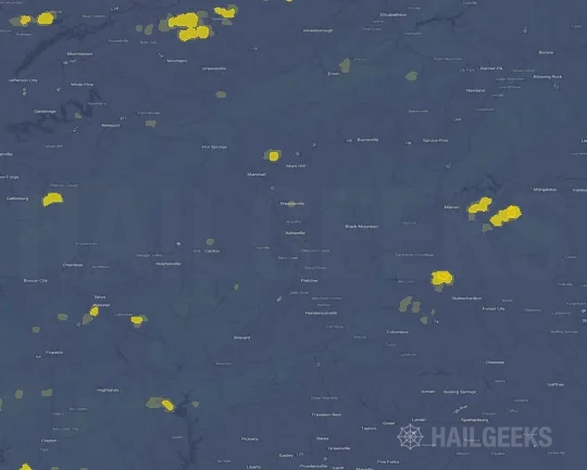 Hail map for Asheville, NC