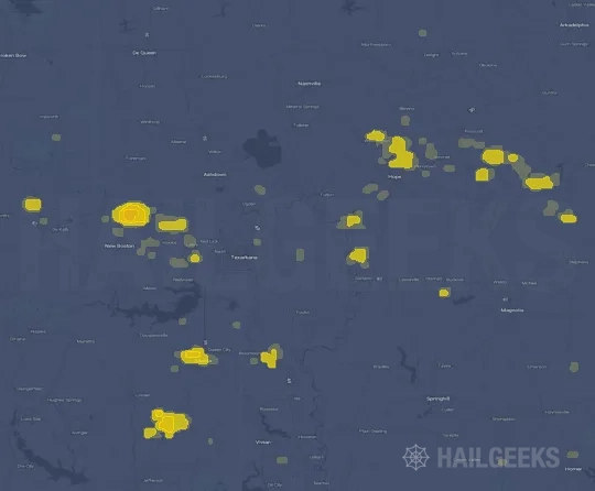 Hail map for Texarkana, AR