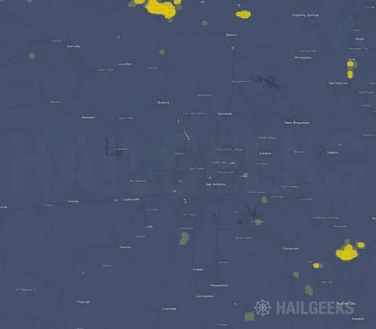 Hail map for San Antonio, TX