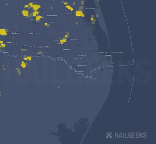 Hail map for Brownsville, TX