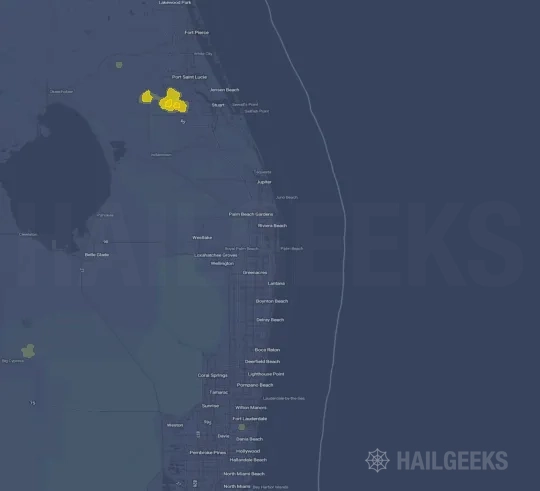 Hail map for West Palm Beach, FL