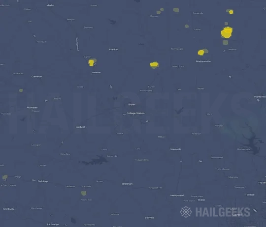 Hail map for College Station, TX