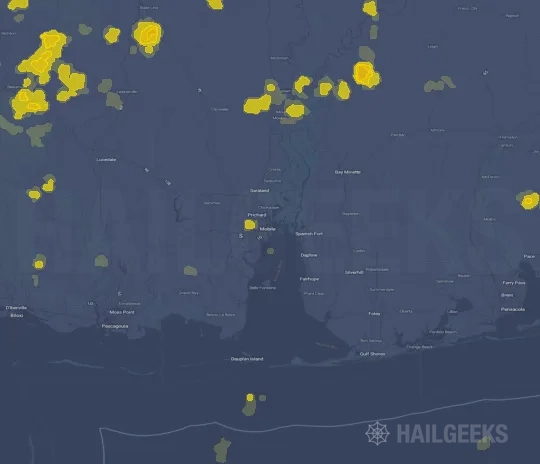 Hail map for Mobile, AL