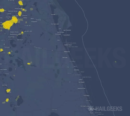 Hail map for Palm Bay, FL