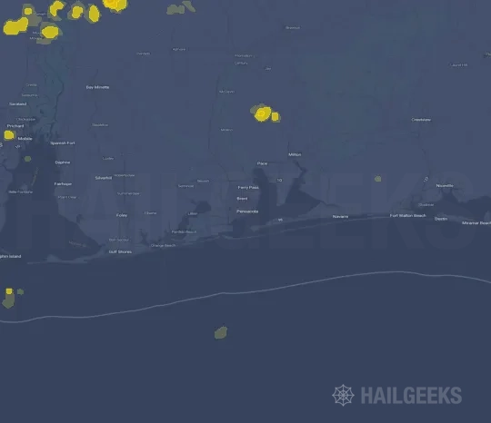 Hail map for Pensacola, FL on Jul 14, 2024