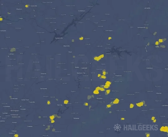Hail map for Gadsden, AL