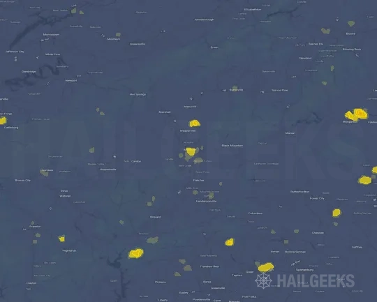 Hail map for Asheville, NC