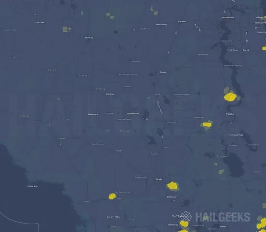 Hail map for Gainesville, FL on Jul 16, 2024
