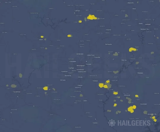 Hail map for Birmingham, AL