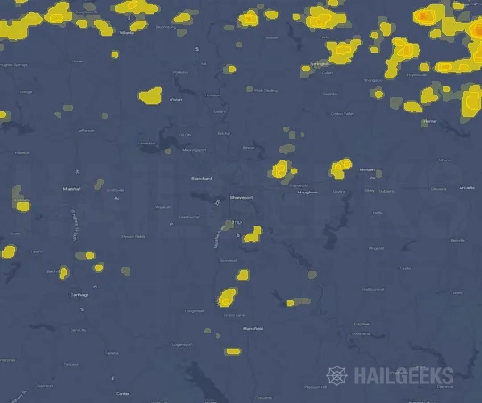 Hail map for Shreveport, LA