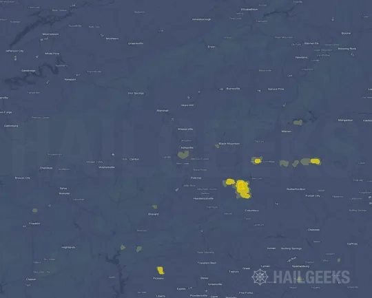 Hail map for Asheville, NC