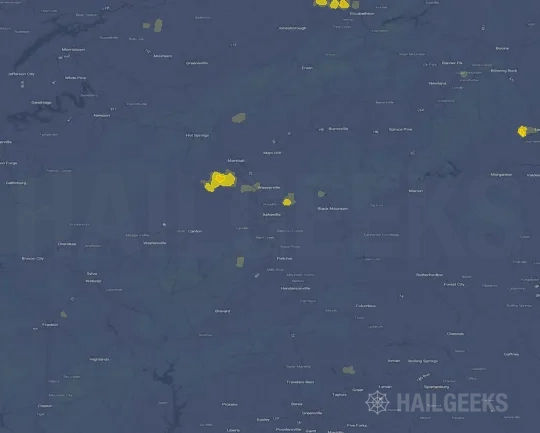 Hail map for Asheville, NC
