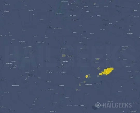 Hail map for Fayetteville, NC