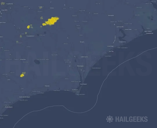 Hail map for Wilmington, NC