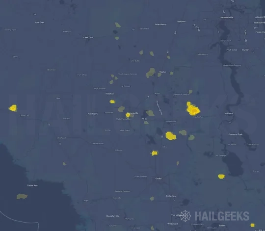 Hail map for Gainesville, FL on Jul 23, 2024