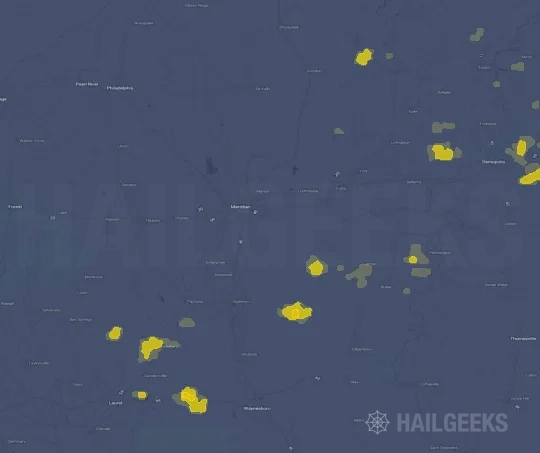 Hail map for Meridian, MS