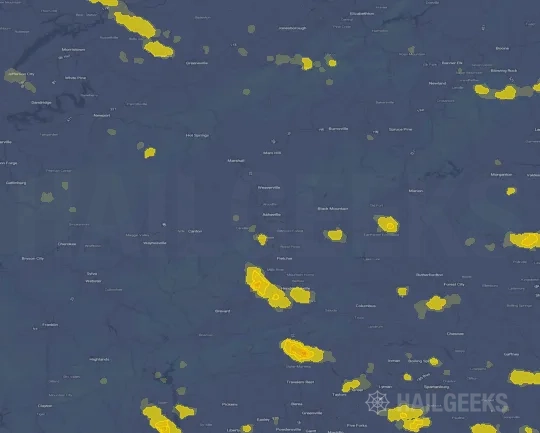 Hail map for Asheville, NC