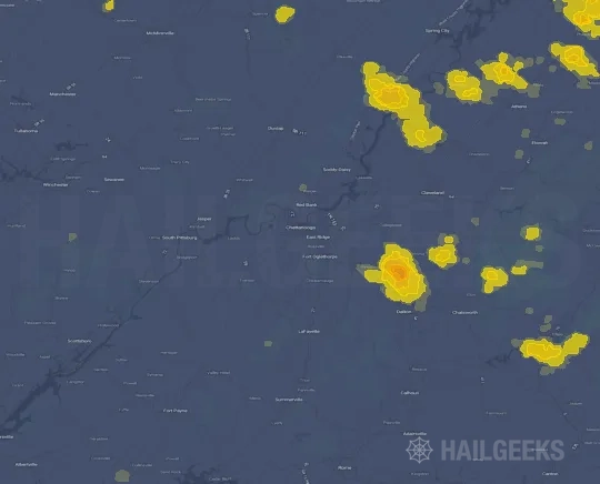 Hail map for Chattanooga, TN on Jul 30, 2024