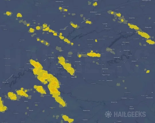 Hail map for Knoxville, TN