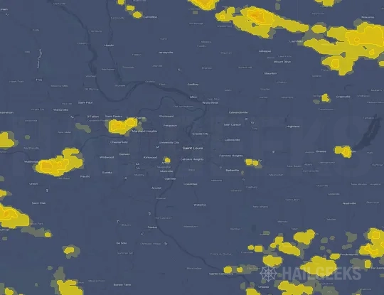 Hail map for Saint Louis, MO