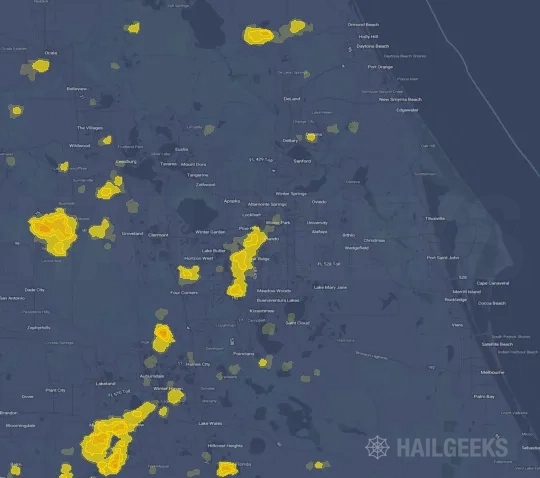 Hail map for Orlando, FL