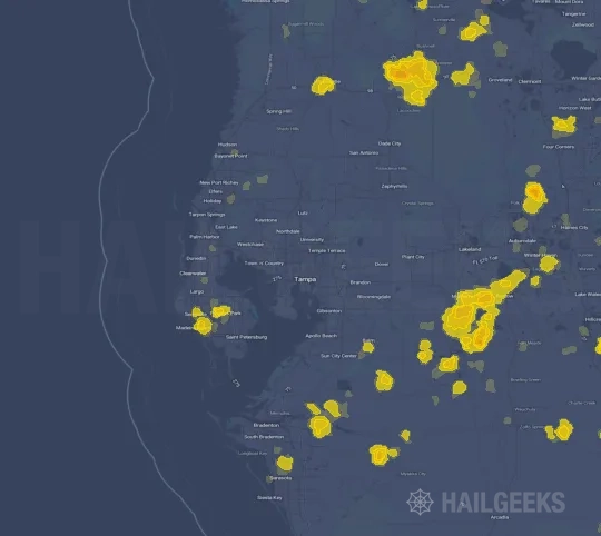 Hail map for Tampa, FL