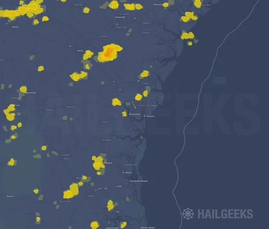 Hail map for Brunswick, GA