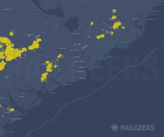 Hail map for Charleston, SC on Aug 2, 2024