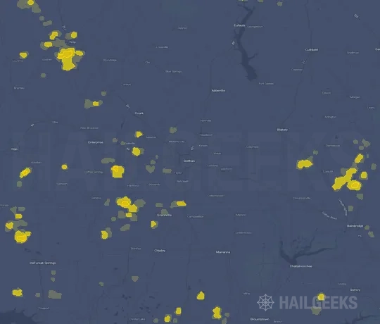 Hail map for Dothan, AL