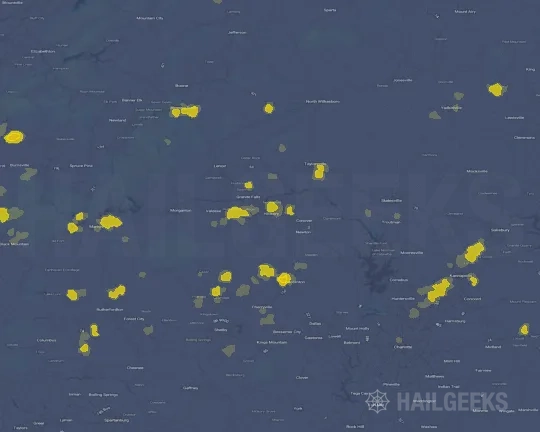 Hail map for Hickory, NC