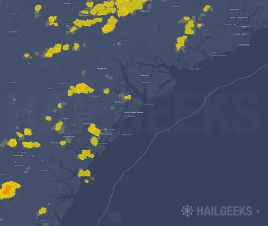 Hail map for Hilton Head Island, SC