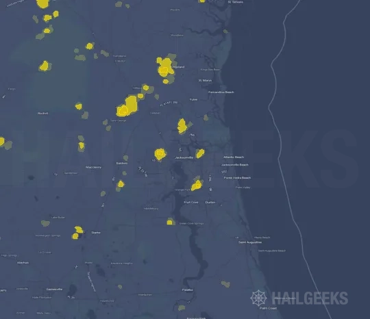 Hail map for Jacksonville, FL