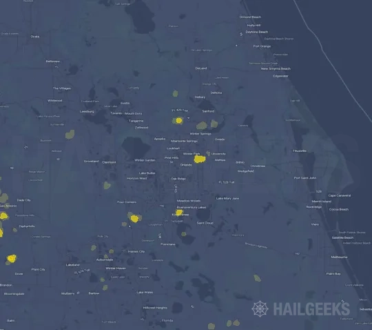 Hail map for Orlando, FL
