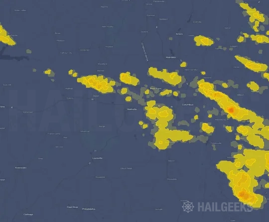 Hail map for Starkville, MS