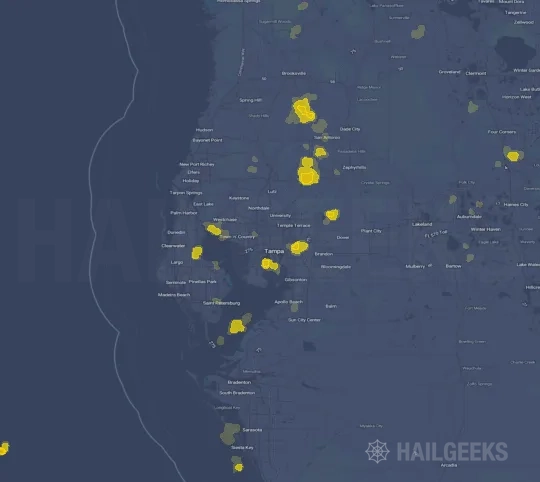 Hail map for Tampa, FL