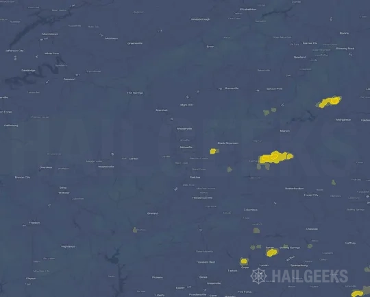 Hail map for Asheville, NC