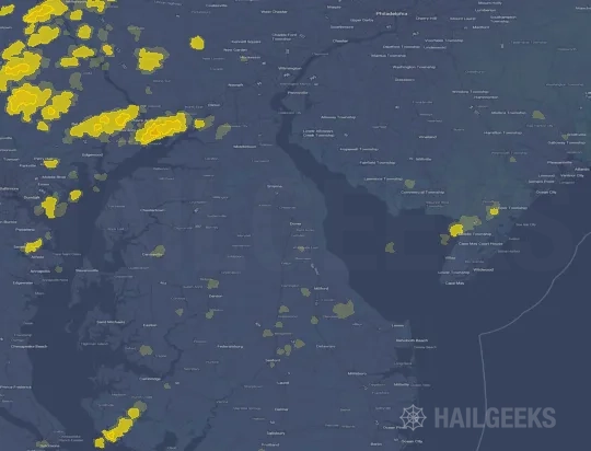 Hail map for Dover, DE